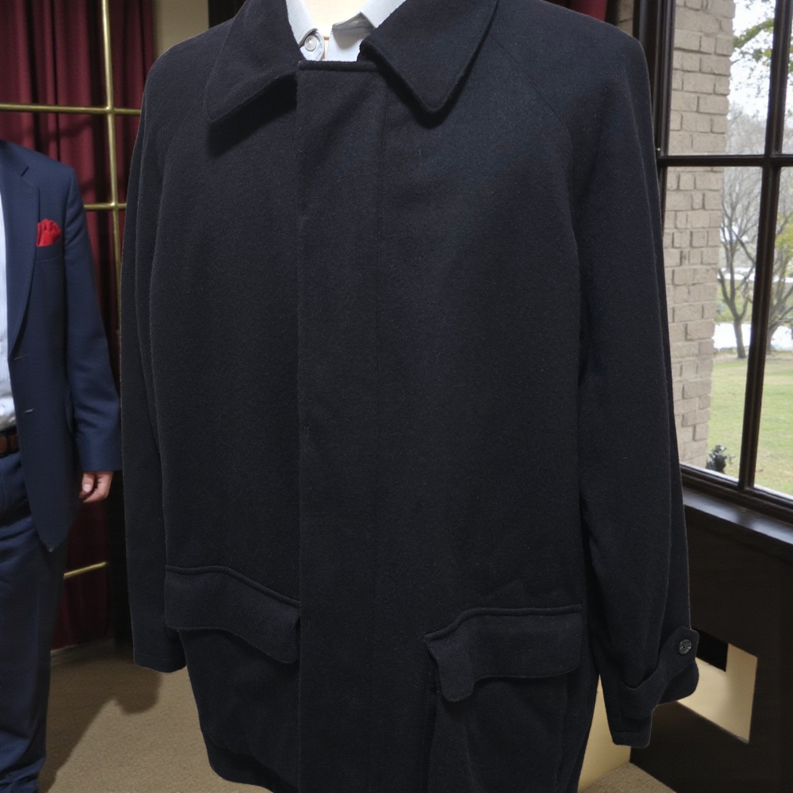 Vintage NWT Polo Ralph Lauren Coat 44r XL Navy Flannel Overcoat Midlength