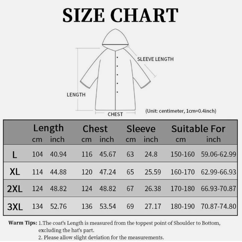 Men Waterproof Long Raincoat Black Rain Coat Hooded Trench Jacket Outdoor Hiking