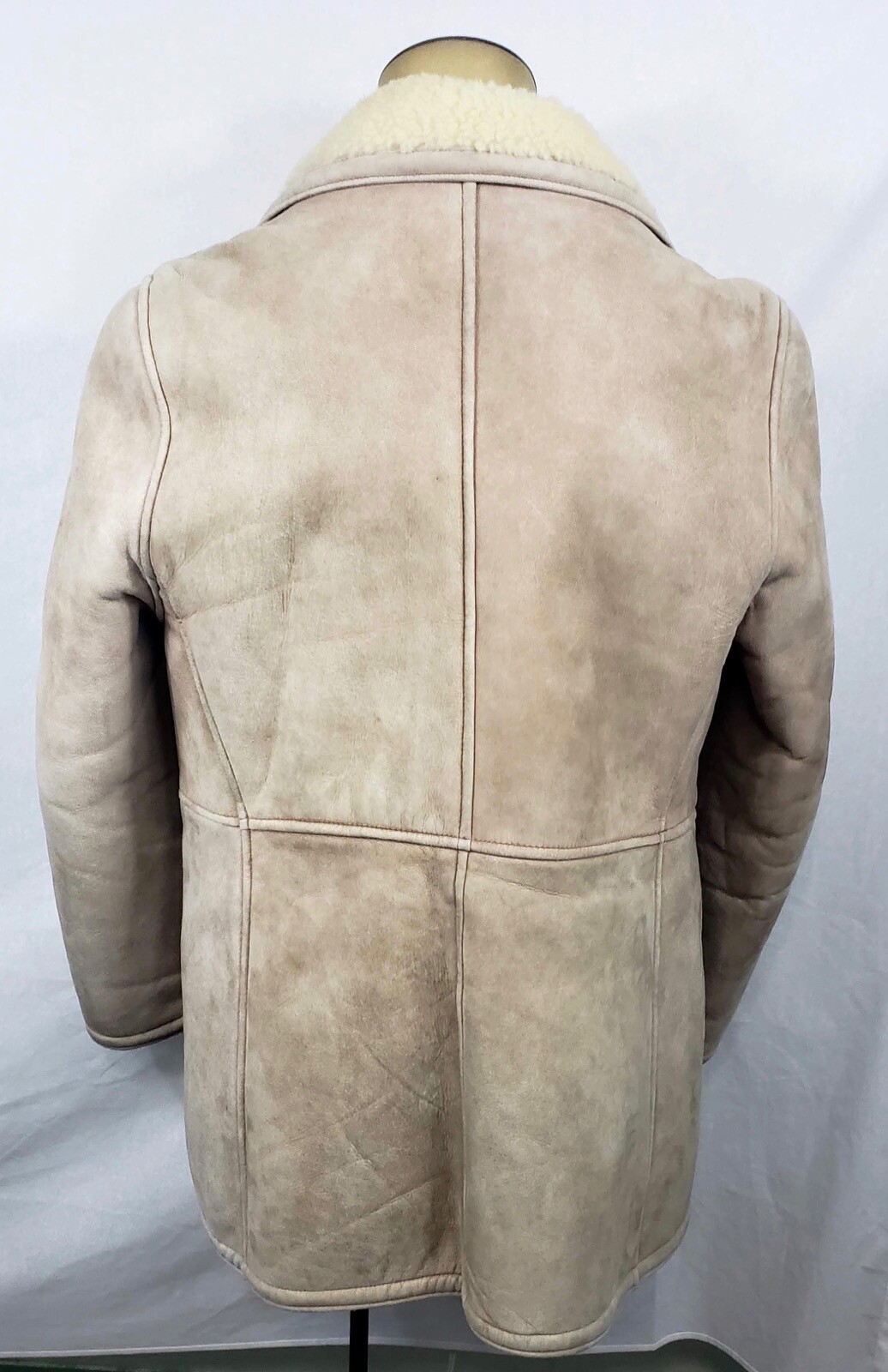 Vtg Mens Matt Fisher light brown leather shearling sheepskin jacket coat size 40