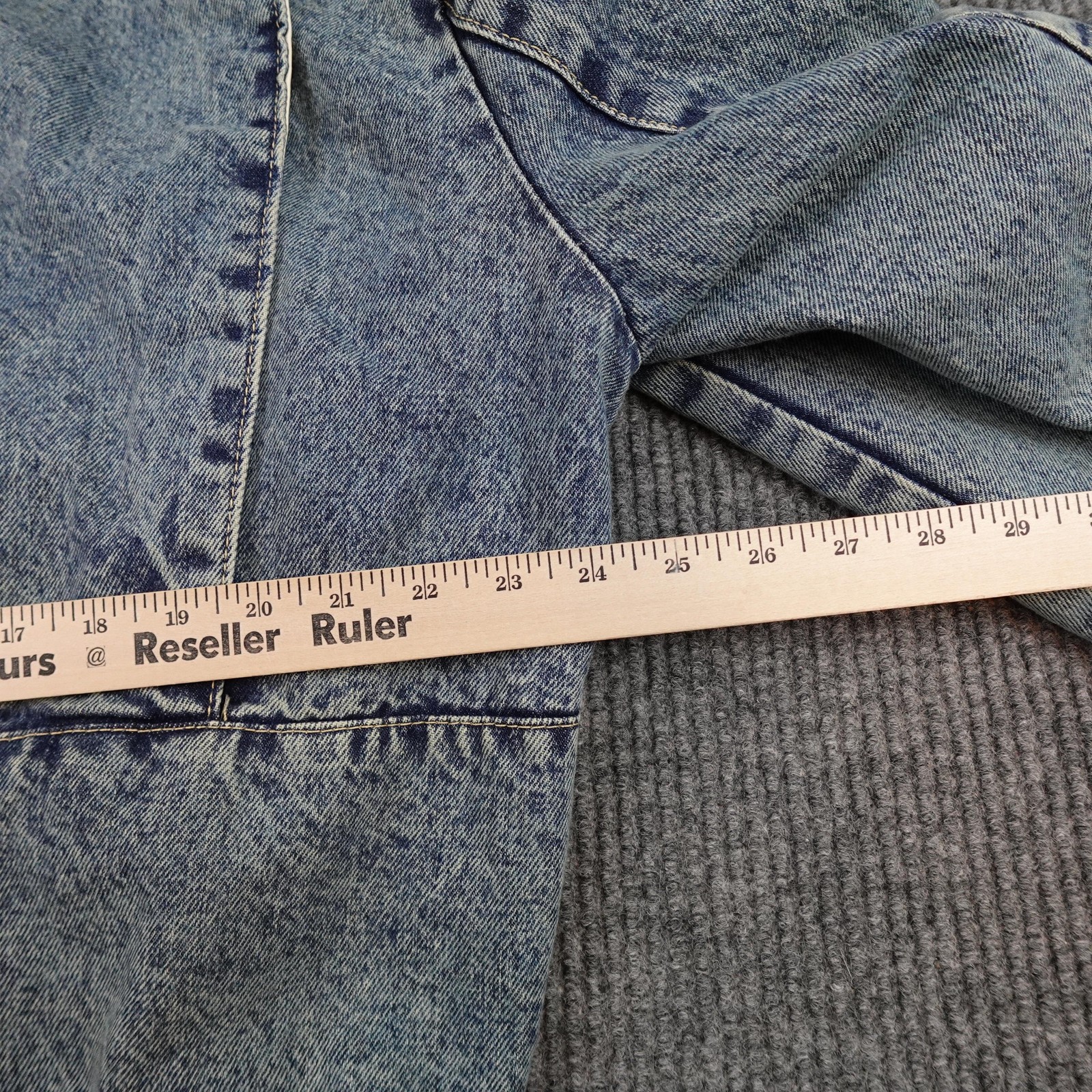 Vintage Denim Biker Jacket Mens Medium Blue Belted Dual Control Retro Lined