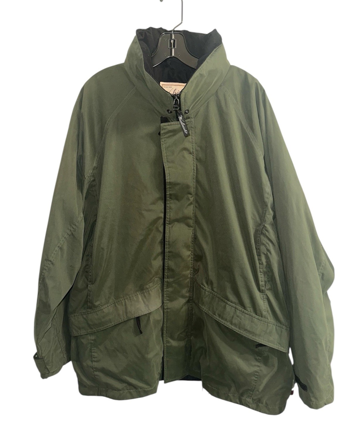 Woolrich Utility Field Rain Jacket Mens XL Green Mesh Lined Lightweight Vintage