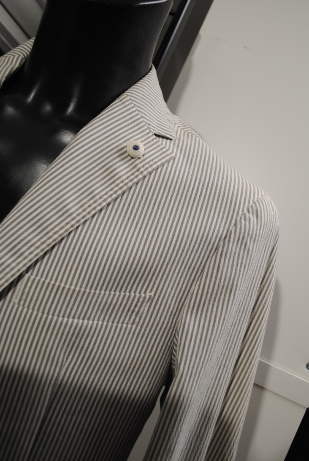 L.B.M. LUIGI BIANCHI MANTOVA JACKET SIZE 50 453.00 COTTON STRIPED CARD