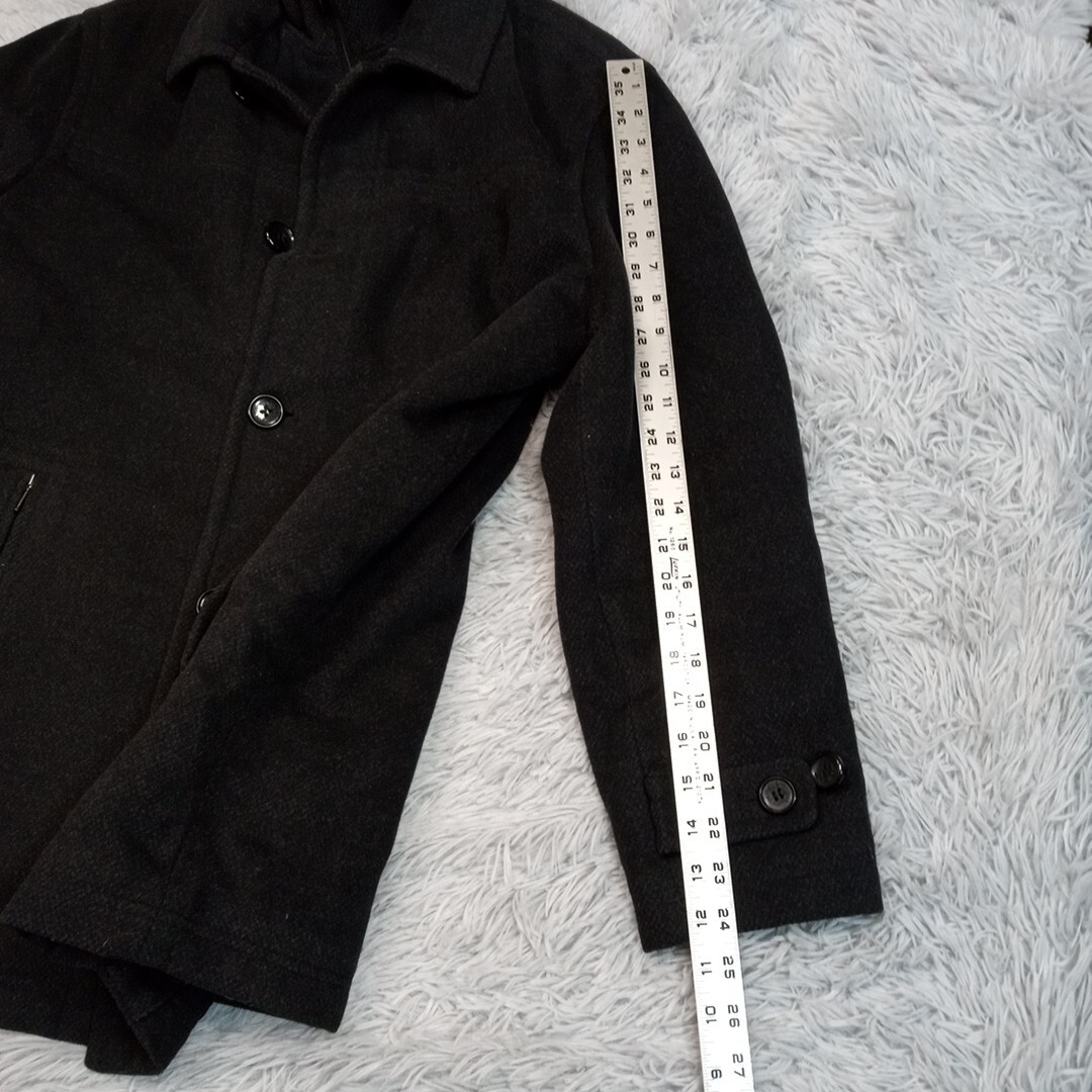 London Fog Jacket Mens M Charcoal Gray Wool Blend Lined Preppy Button Zip Up