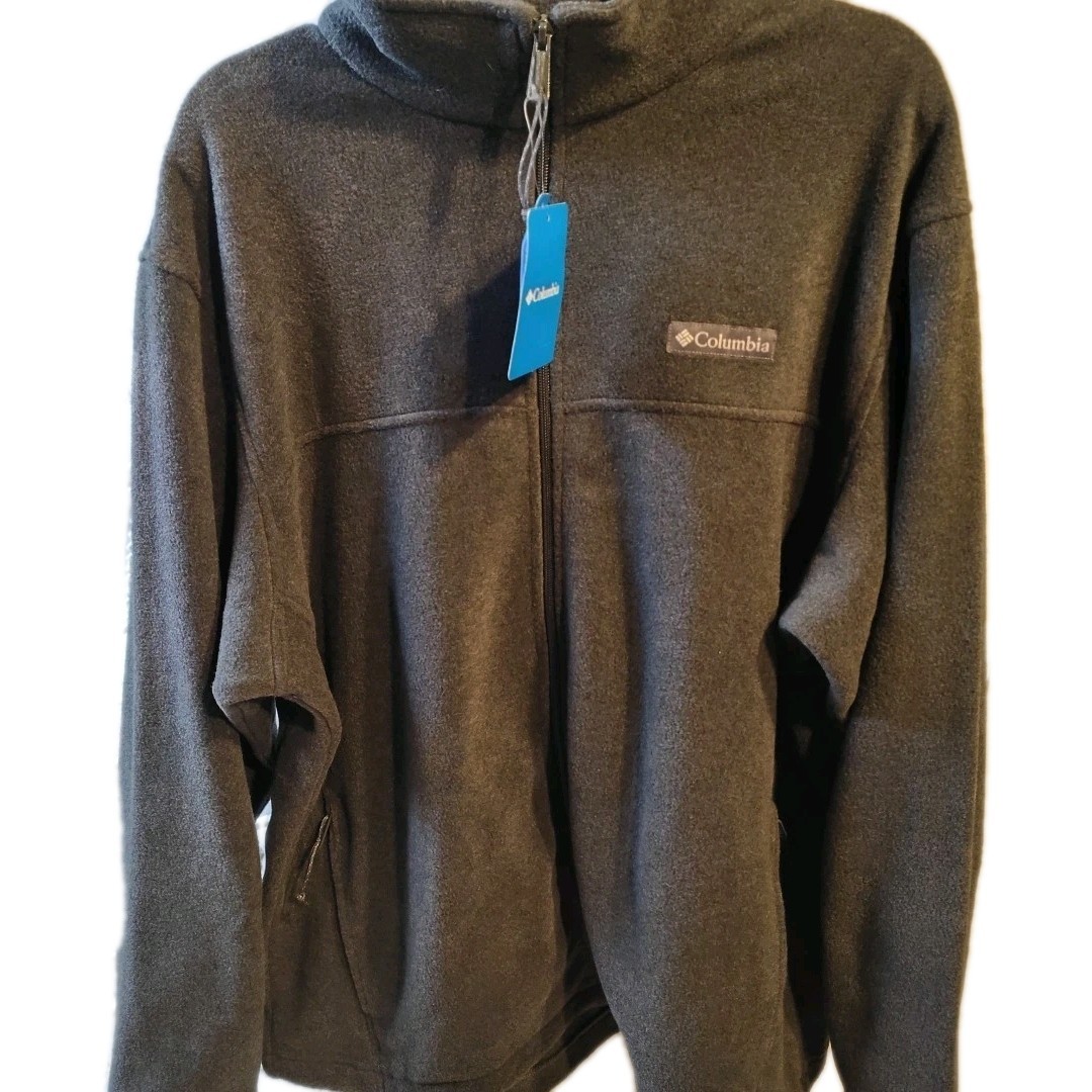 Columbia Fleece Jacket Mens XL Gray Full Zip Pockets Hiking Outdoor Walking