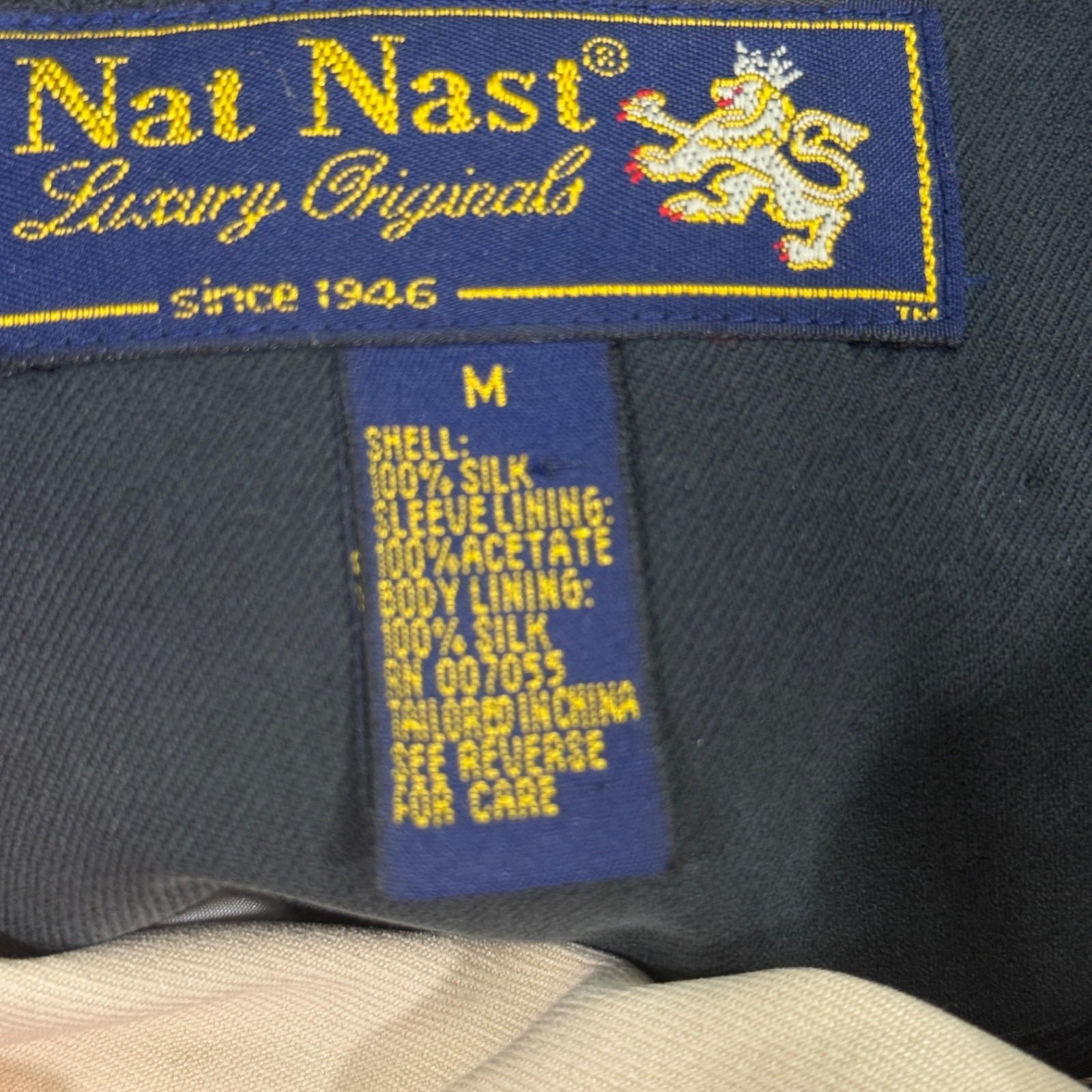 Nat Nast Men Jacket M Black Silk Luxury 1946 Vintage Square Bomber Rockabilly