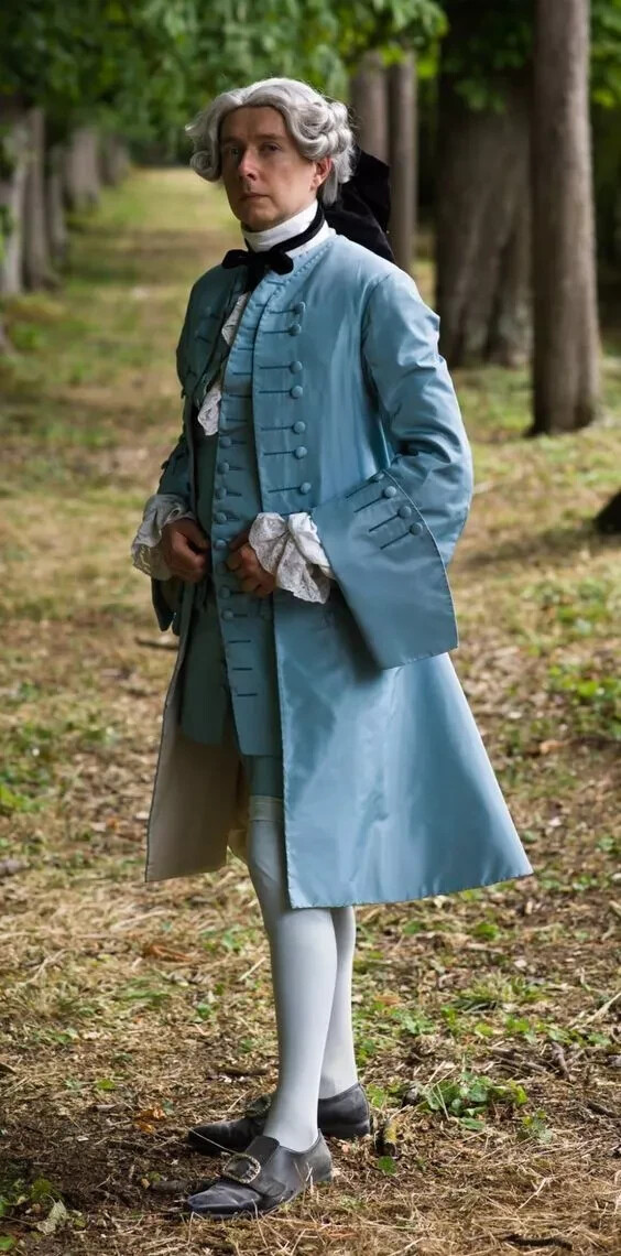 New Men’s Sky Blue 18th Century Military Tailcoat Frock Coat