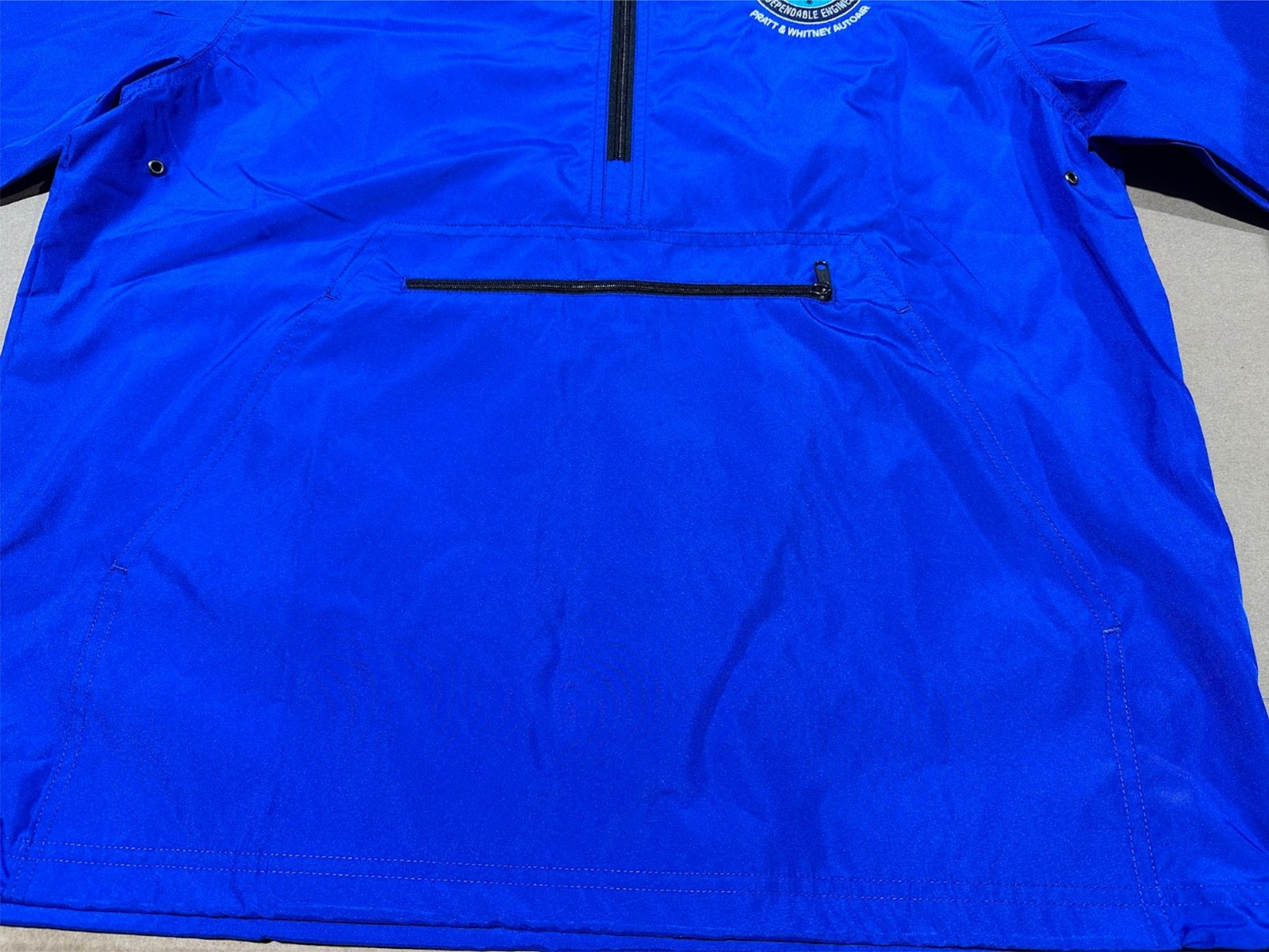 Pratt & Whitney Autoair Pack-N-Go Half Zip Pullover Unisex in Royal Blue RARE