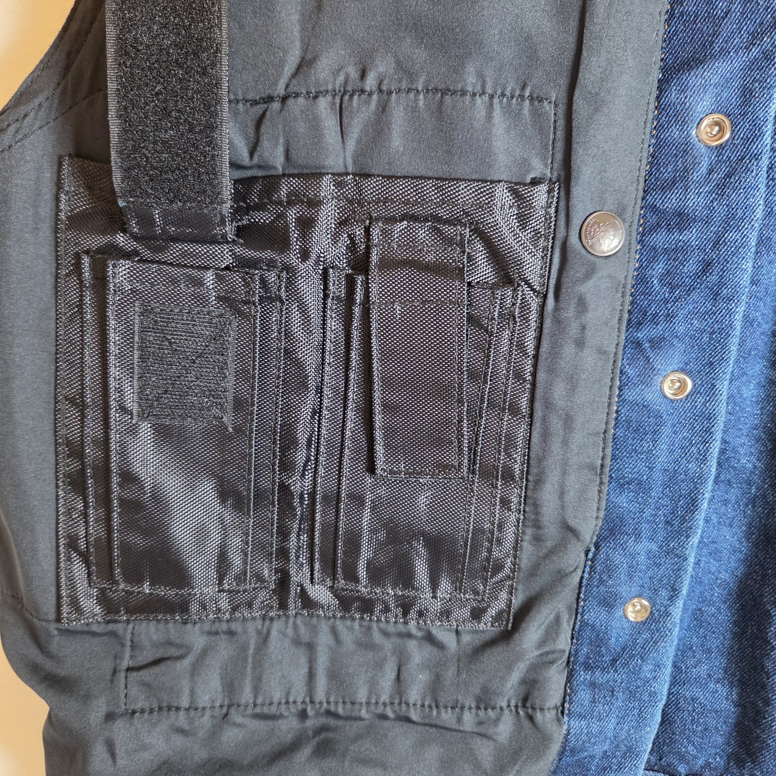 NRA vintage authentic mens LG denim snap vest concealed carry weapon holds ammo