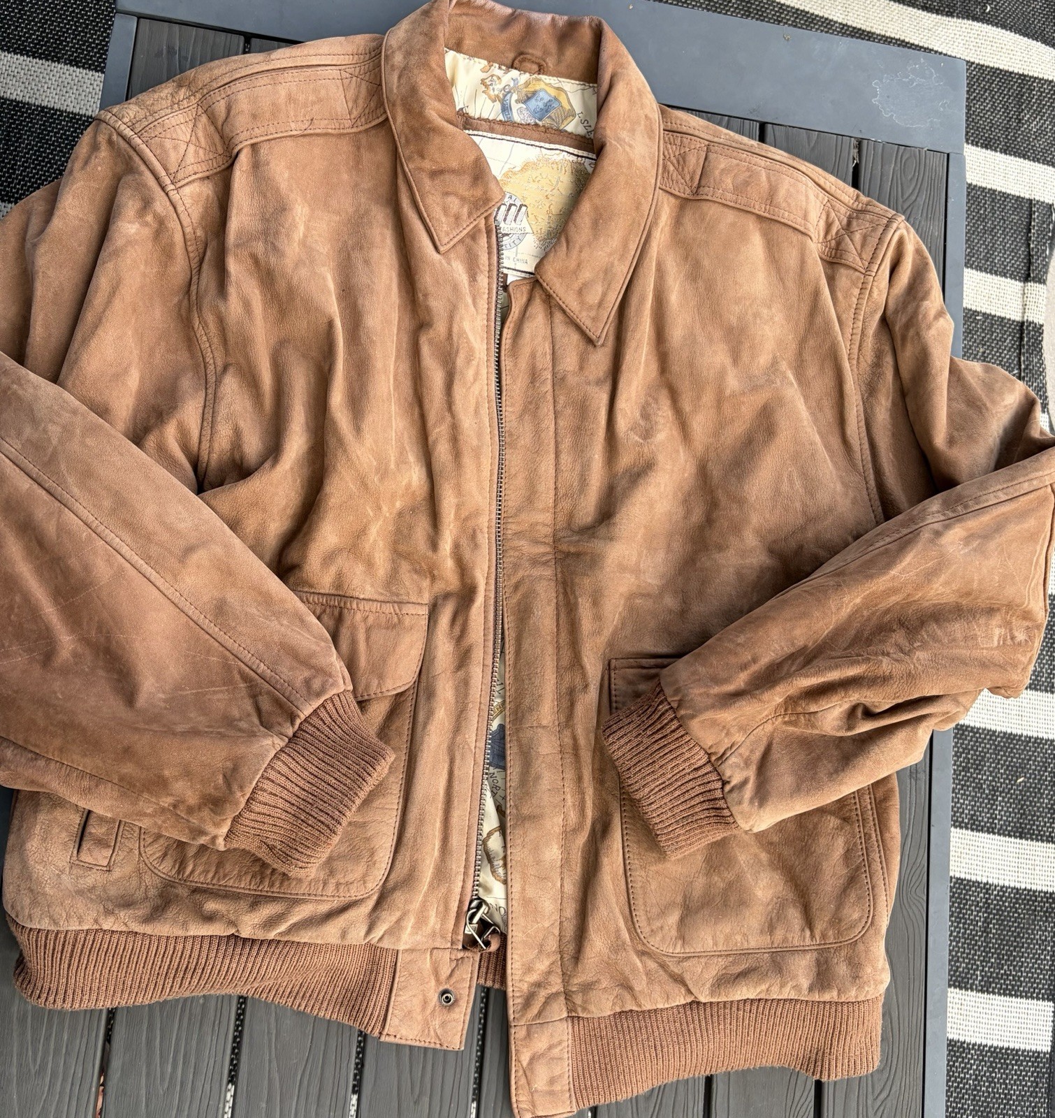 Vtg 80s Indiana Jones Styled Global Identity G-III Leather Bomber Jacket Mens M
