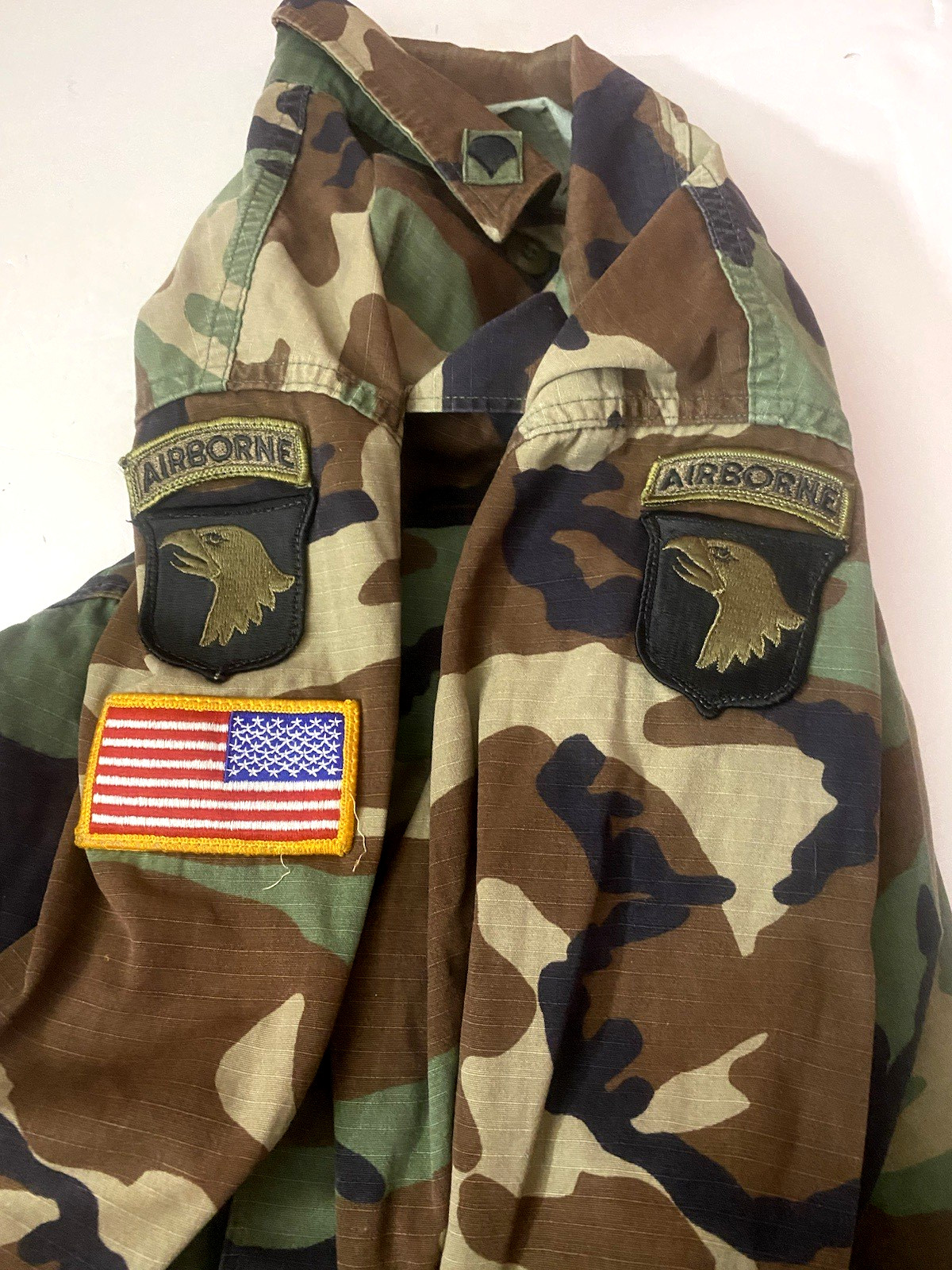 VTG US Army Military Camo Hot Weather Coat Long Sleeve Sz Large Woodland Combat