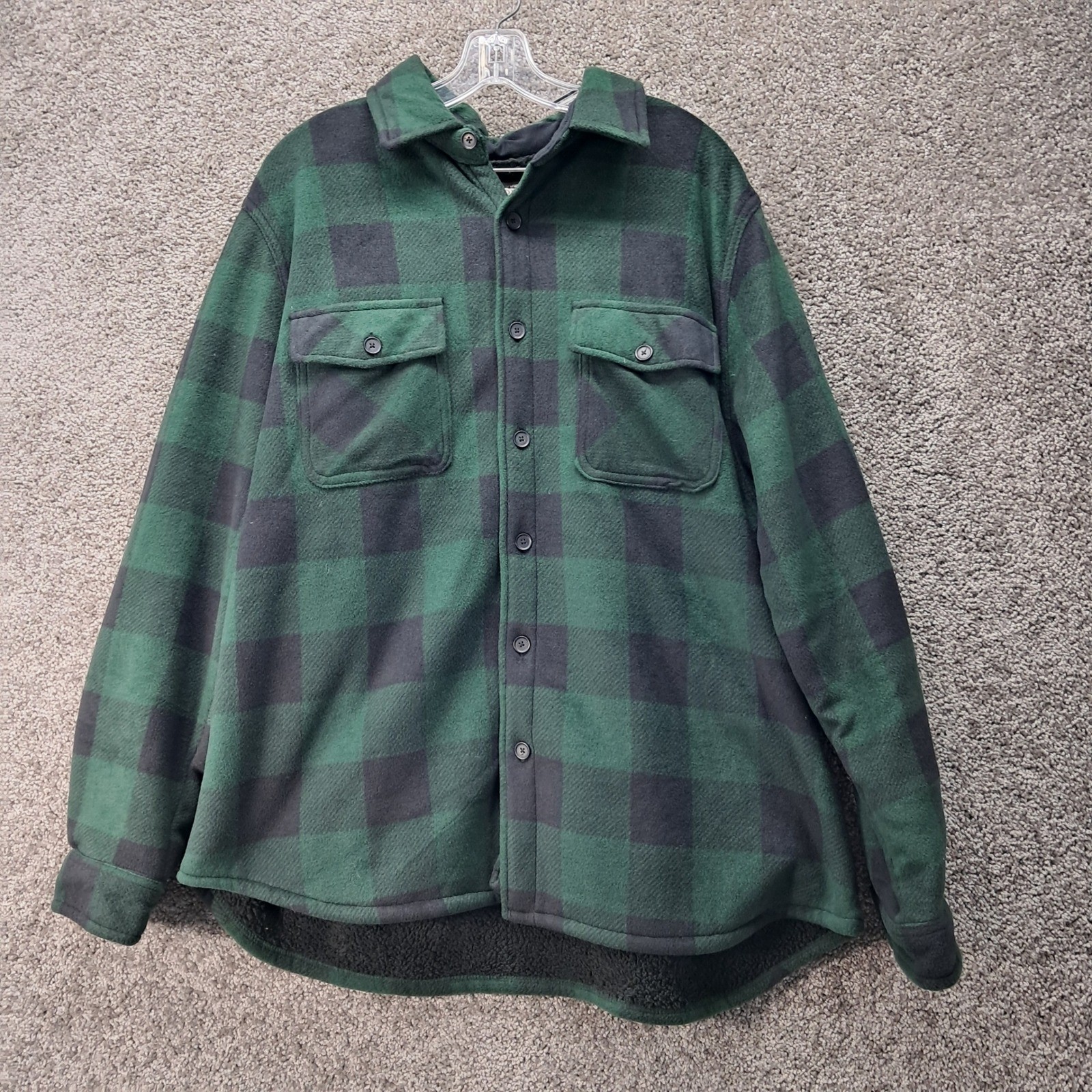 Boston Traders Mens XXL Pine Plaid Fleece Sherpa Lined Shirt Jacket