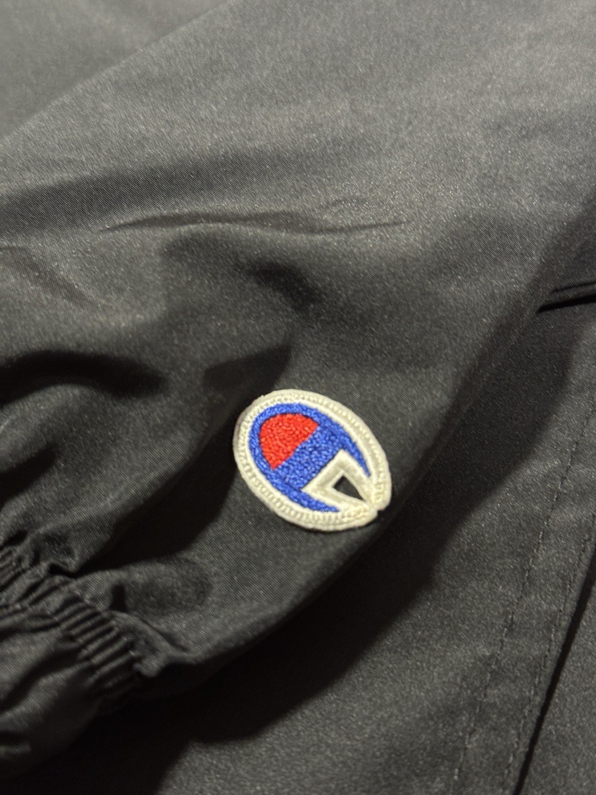 Classic Champion Men’s S Black Hooded Anorak Jacket w/ Nylon Embroidered Patch