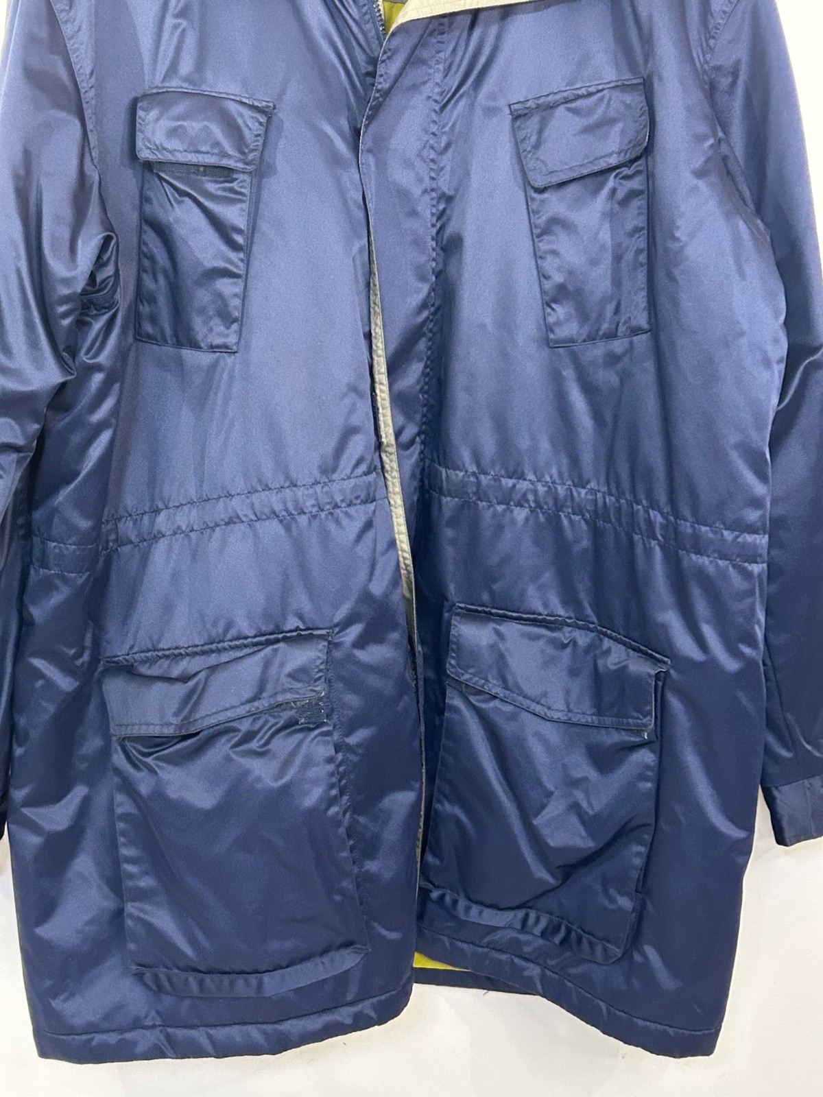 Nike Sports Blue Jacket Men’s Full Zip Nylon Insulated 4 Front Pocket Coat Sz XL