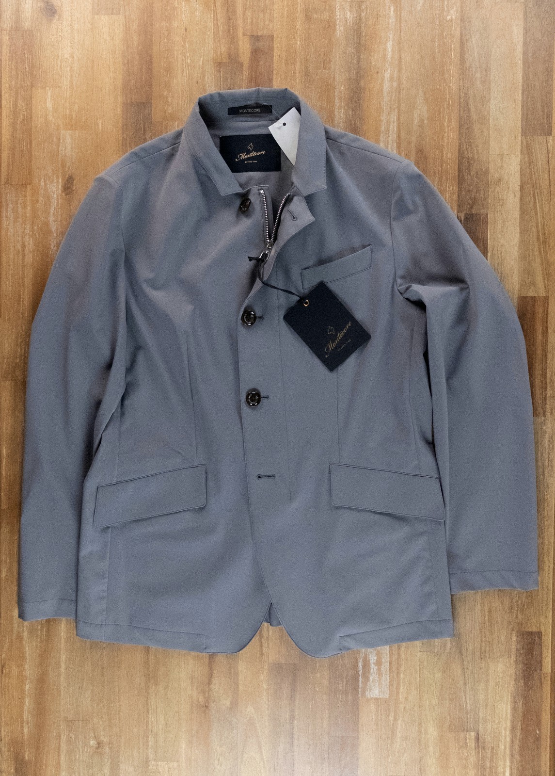 (NO CUSTOMS TAX) MONTECORE Italy gray nylon outerwear jacket Size XL authentic