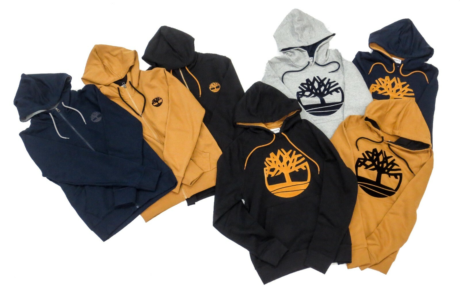 Timberland Mens Essential Tree Logo Hoodie Sweatshirt Wheat Black Gray Navy Blue