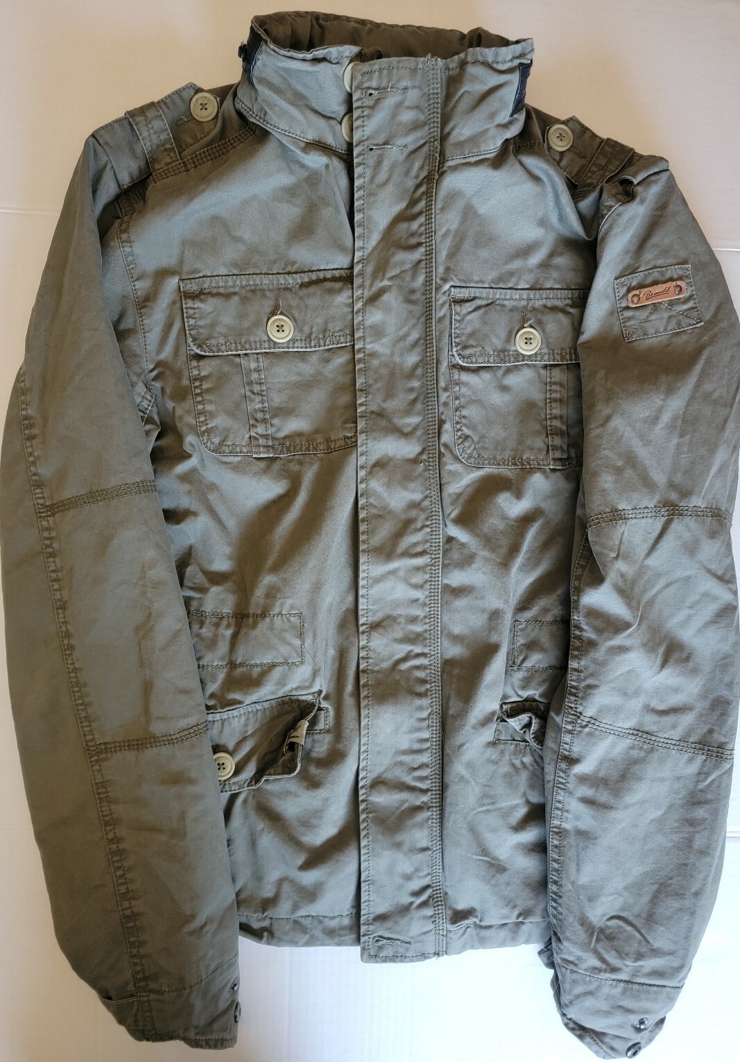 Brandit Vintage Hoodie Jacket Military Style Field Jacket Color Green Sz S. EUC