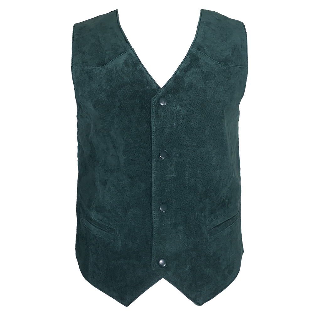 Men’s Vest Soft Suede 4 Snap Closure Front Pockets Casual Western Sleeveless Top