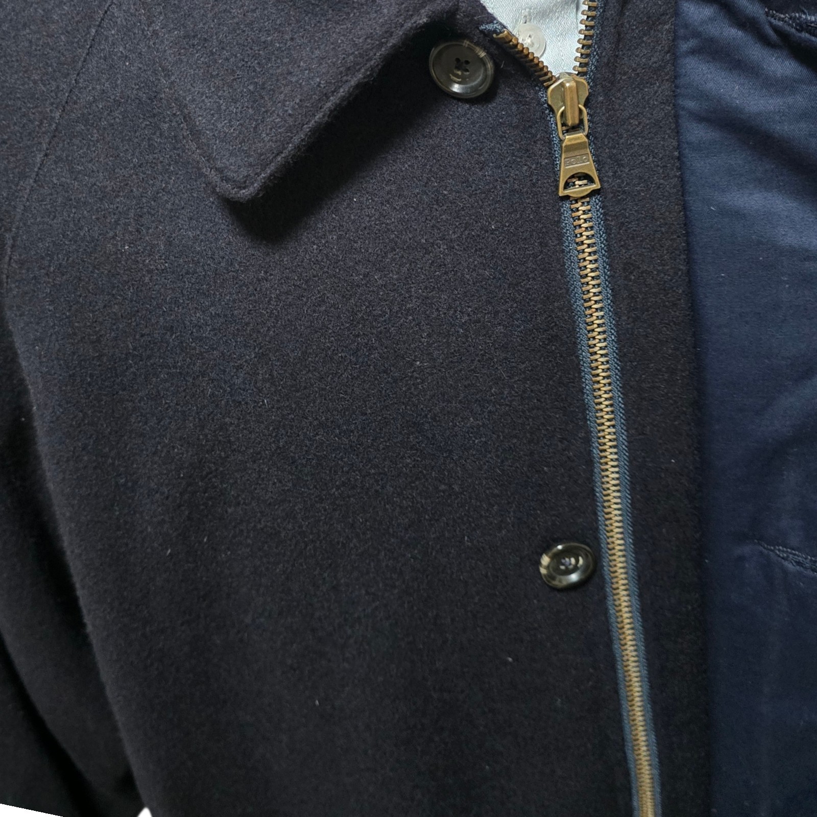 Vintage NWT Polo Ralph Lauren Coat 44r XL Navy Flannel Overcoat Midlength