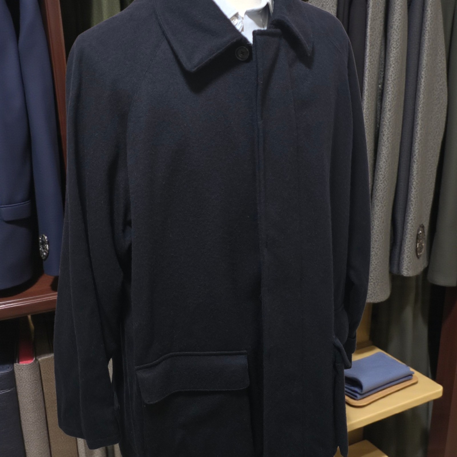 Vintage NWT Polo Ralph Lauren Coat 44r XL Navy Flannel Overcoat Midlength