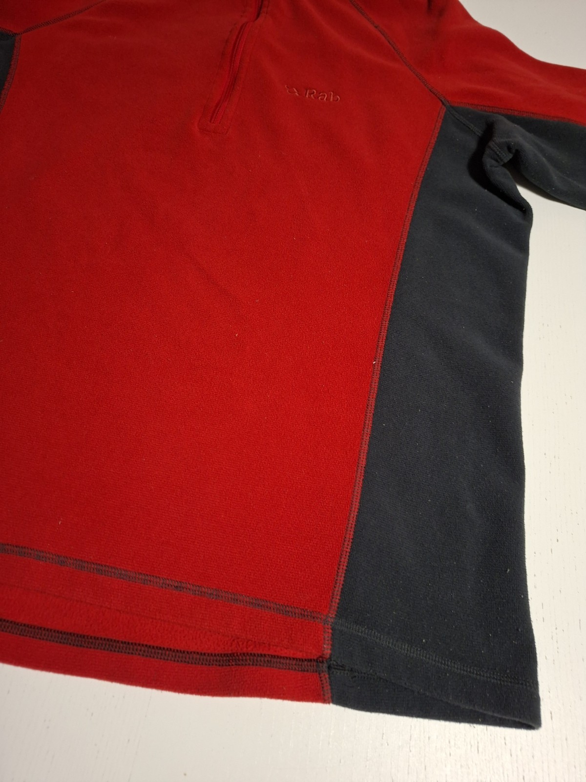 Rab Orbit Pull On Mens XL 1/4 Zip Fleece Polartec Hiking Outdoors Red Grey