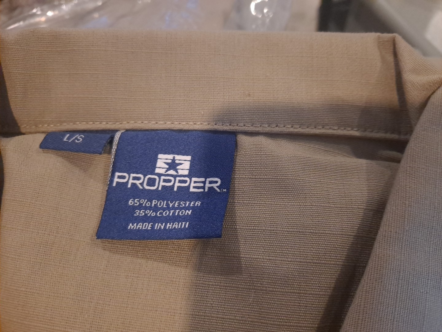PROPPER BDU COAT LS Large/Short KHAKI CANVAS Ripstop height 63-67″ chest 41-45″