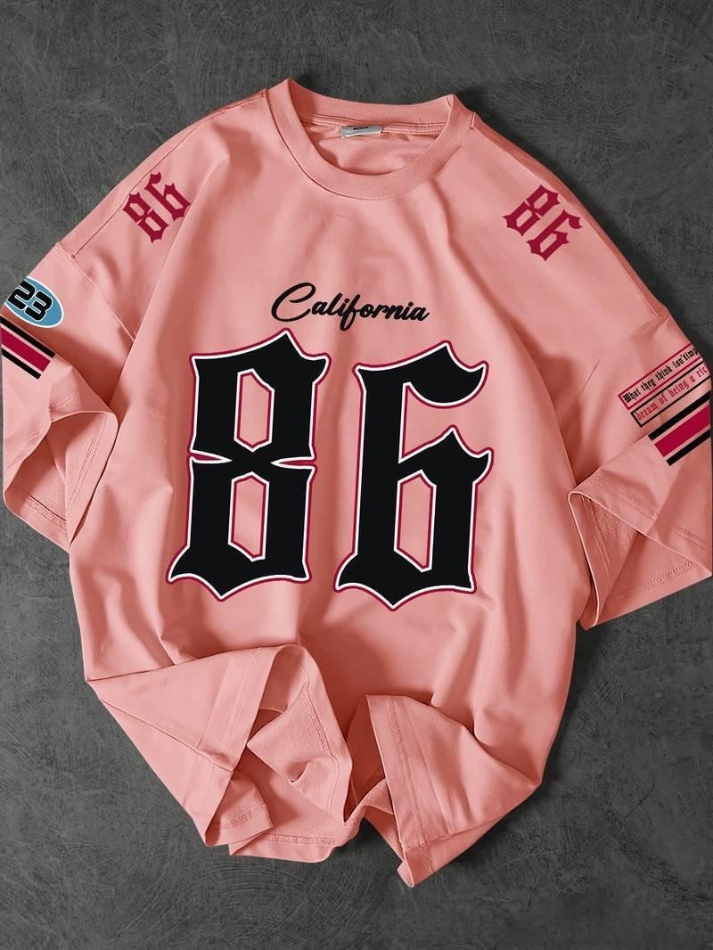 Oversized Men V-Neck Letter Print Y2K Streetwear Vintage Jersey Shirt