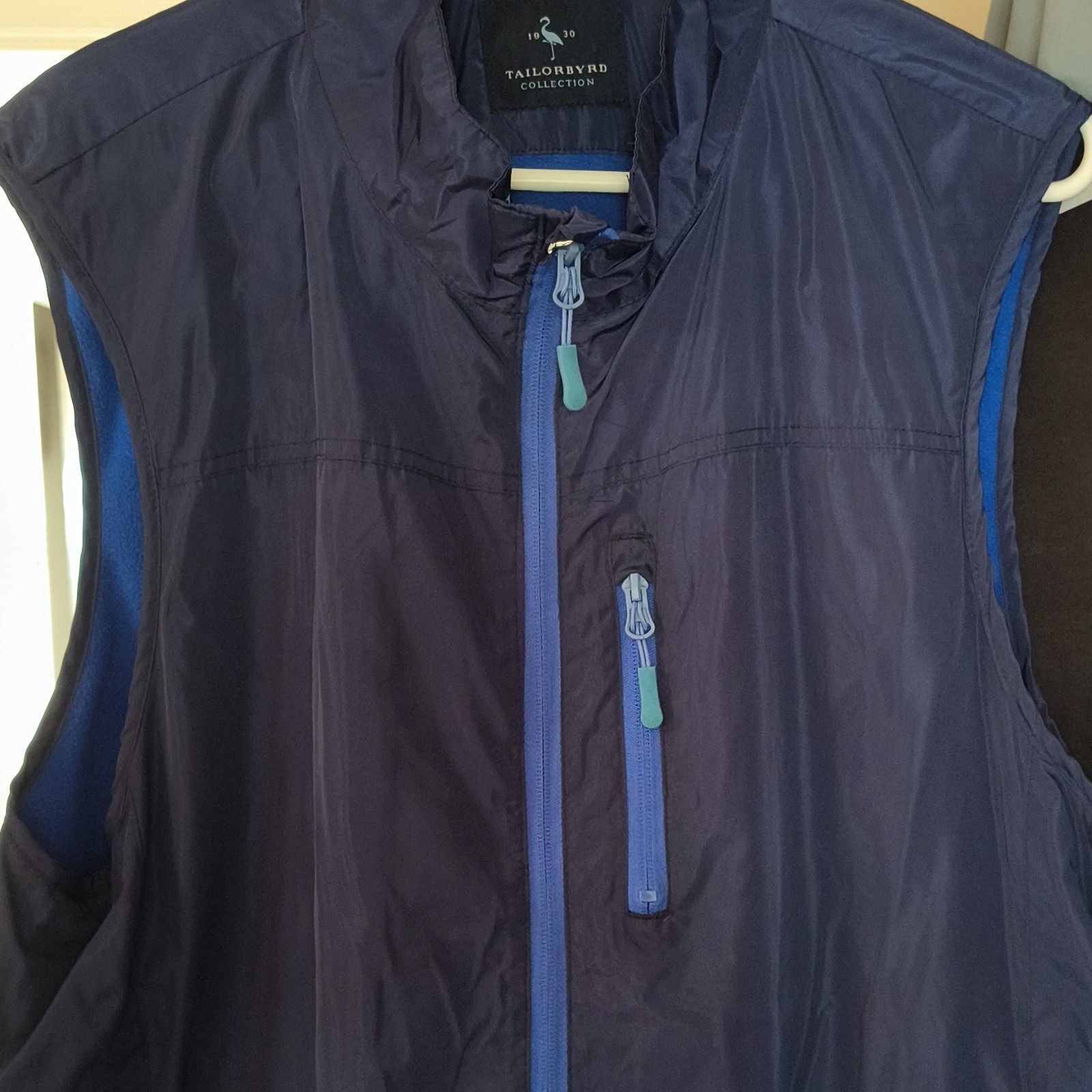 TAILORBYRD Men’s Blue Full Zip Vest w/ Pockets Stand-Up Collar Size L