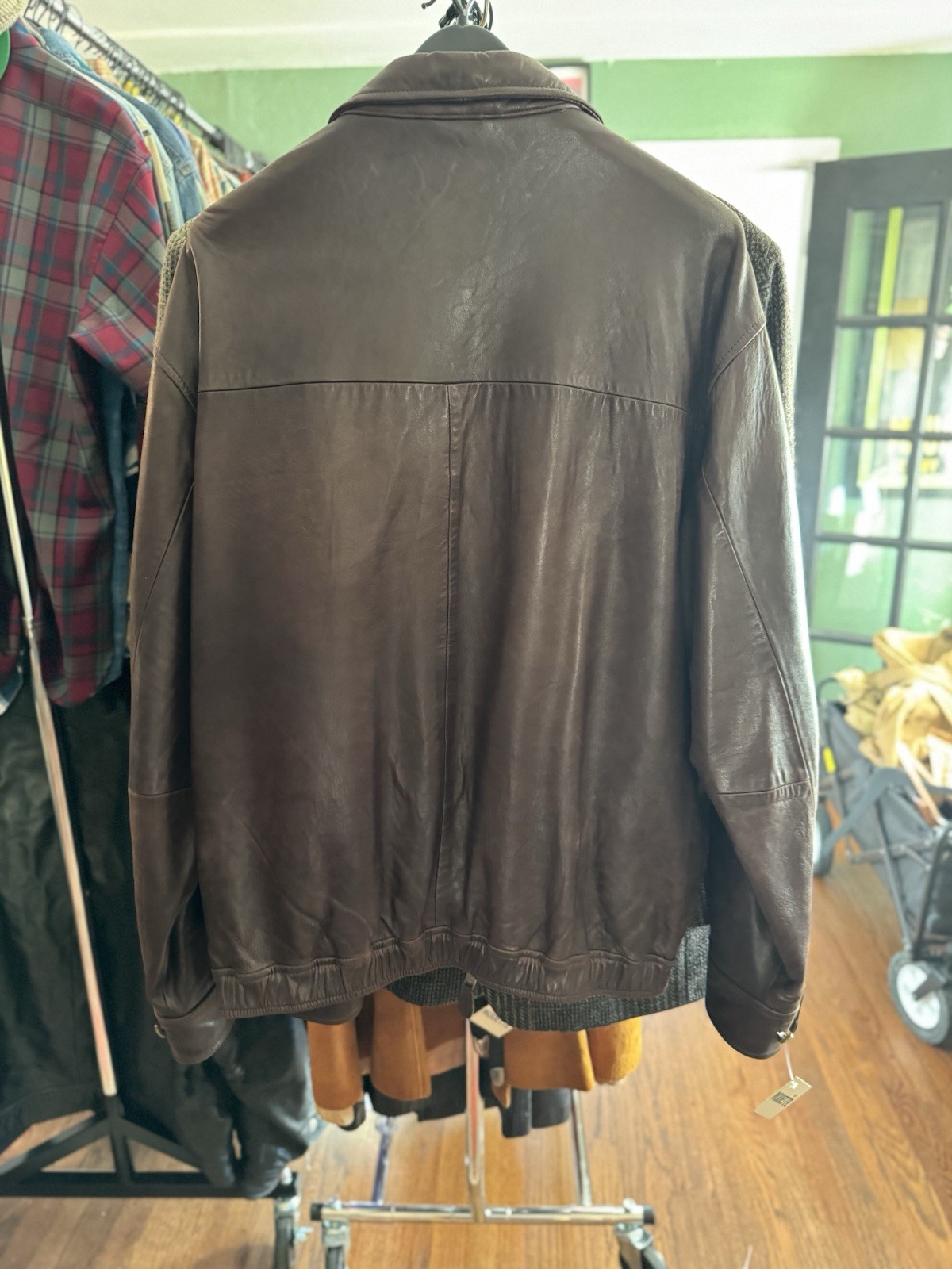 Polo Ralph Lauren Men’s Brown Leather Full Zip Lined Pocket Jacket Mid-Length L