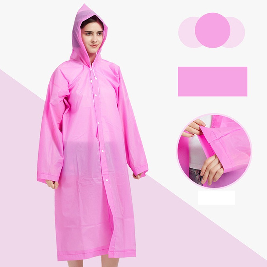 Unisex Adult Waterproof Raincoat Rain Coat Hooded Jacket Poncho Rainwear Camping