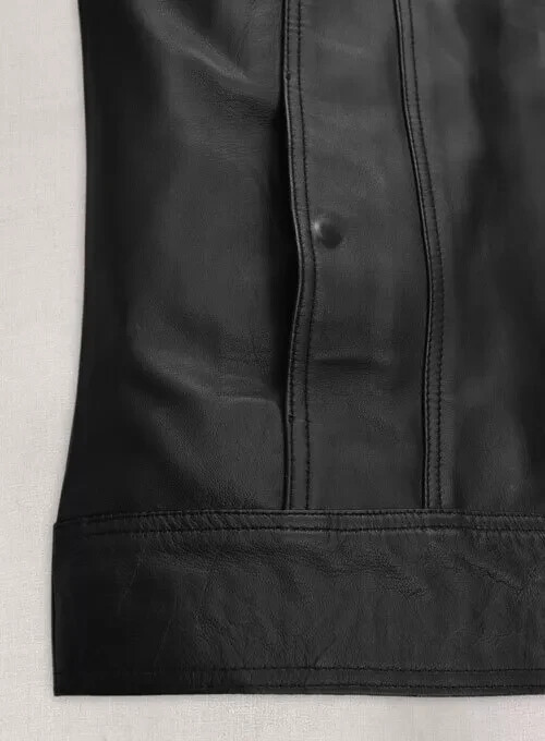 David Beckham Black Leather Jacket Shirt Style Slim Fit Leather Jacket Men Biker