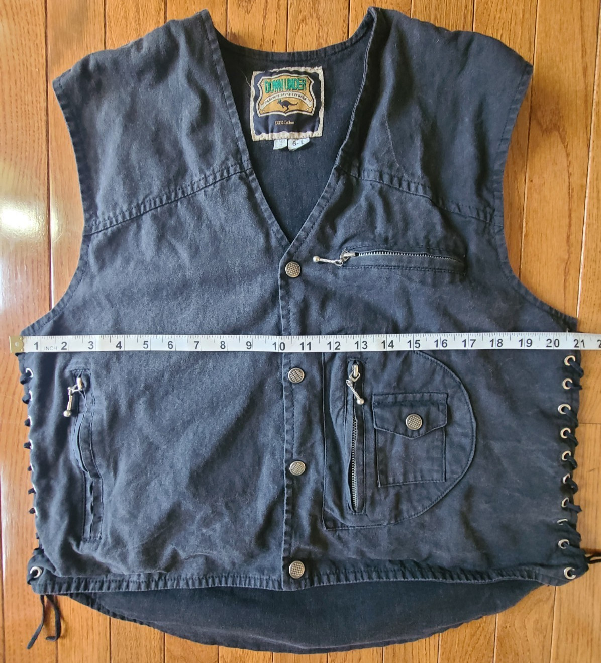 Down Under product of the Outback Mens Denim Vest Button Down Lace Up Size 6-Lg