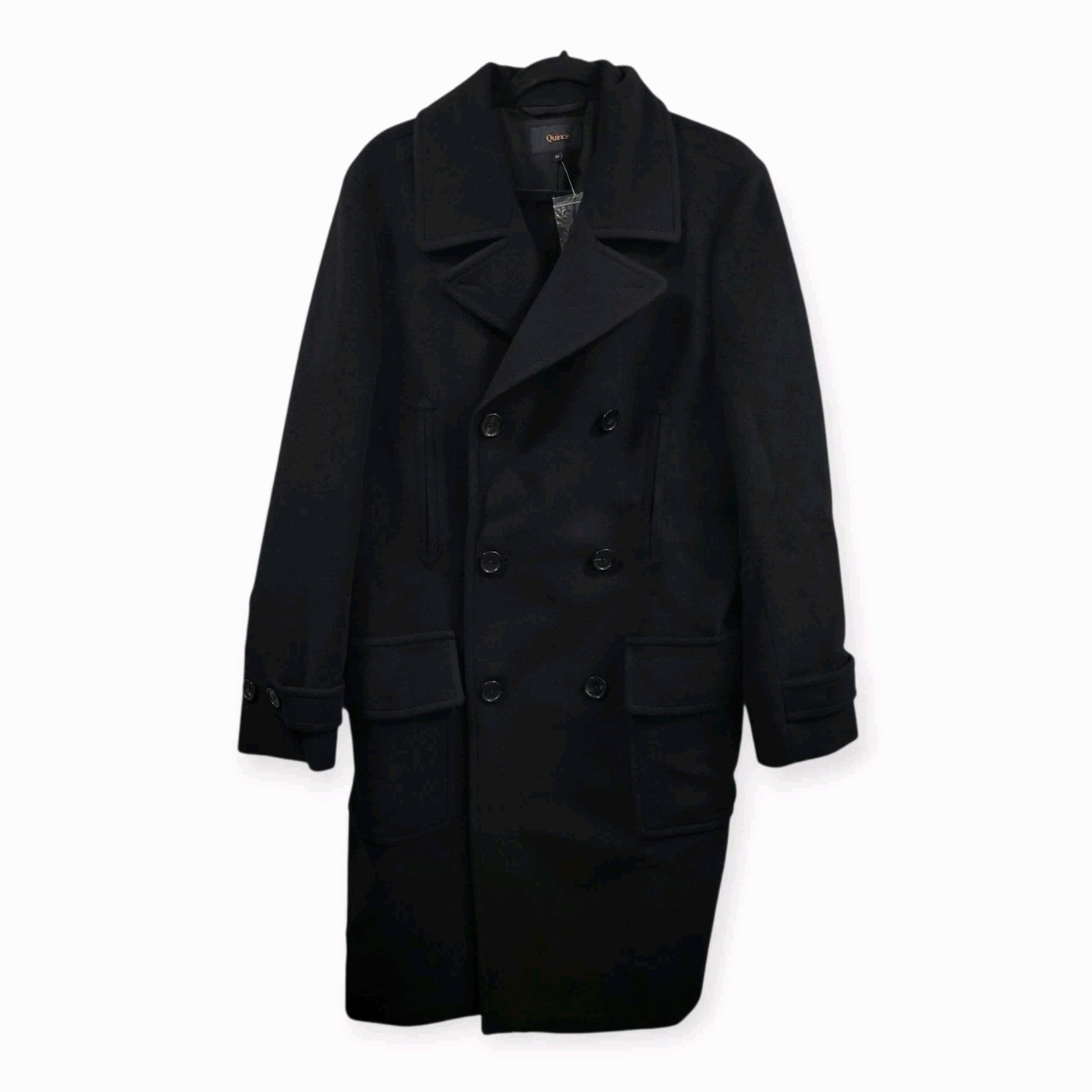NWOT Quince Men’s M Wool Cashmere Double-Breasted Officer Topcoat Quiet Luxury