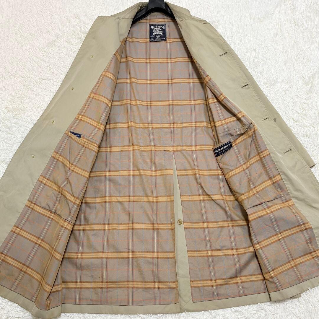 Burberrys Vintage 1 Piece Sleeve Balmacaan Coat Nova Check Khaki XL England