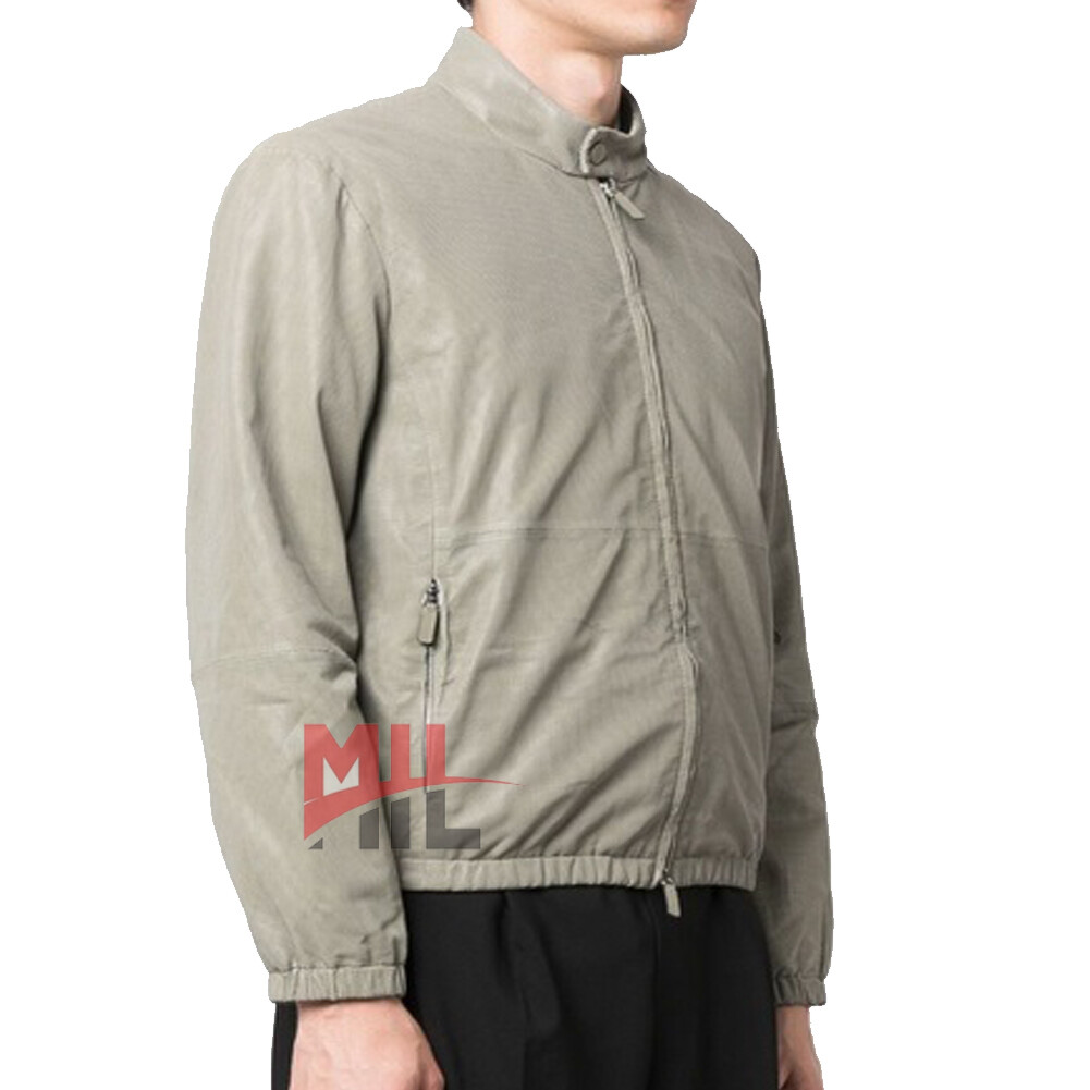 Handmade Men’s Gray Color Fashion Jacket, Genuine Leather Biker Jacket