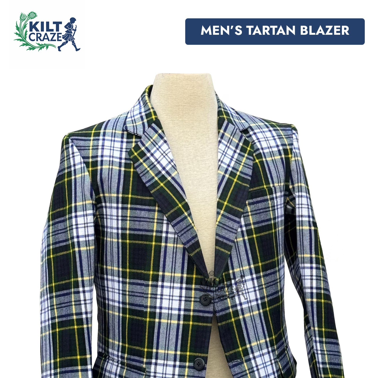 Scottish Plaid Jacket Men’s Tartan Blazer Acrylic Wool Causal Tartan Coat