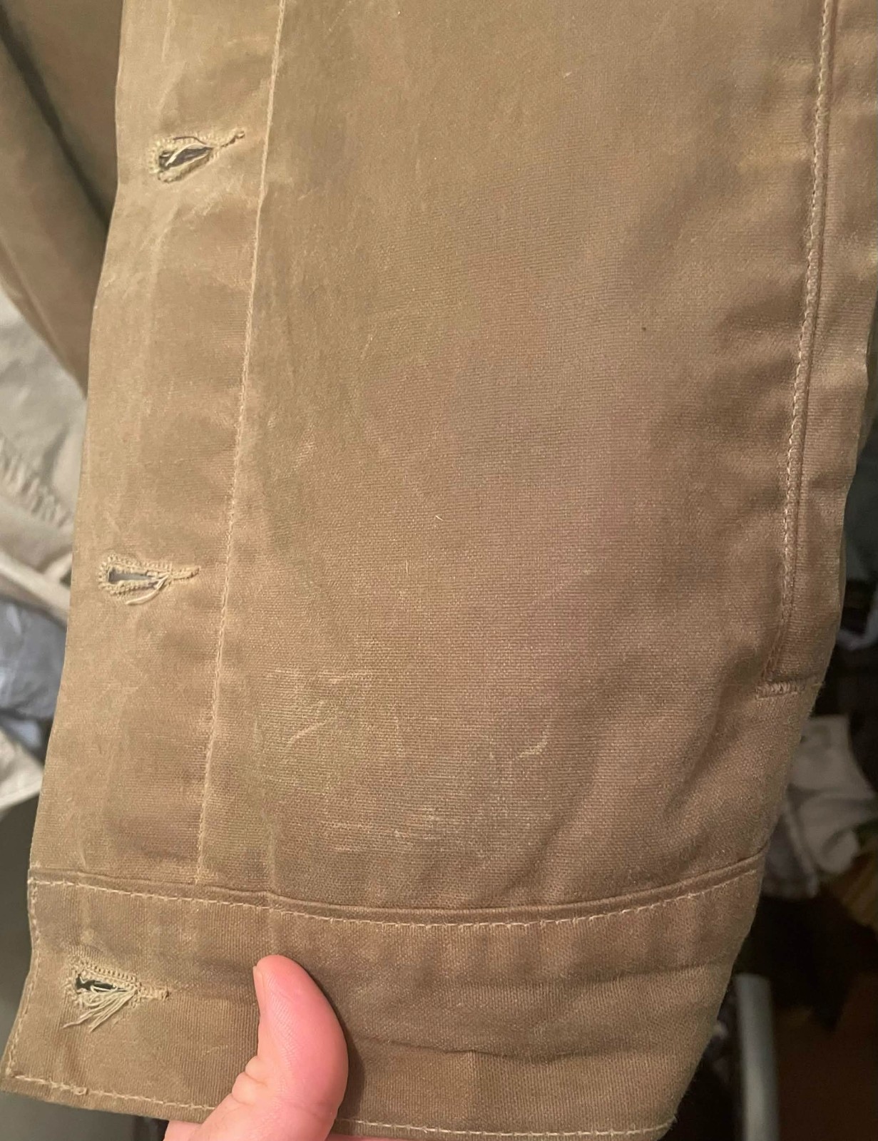 Flint and Tinder Flannel Lined Waxed Trucker Jacket Field Tan – Size Small