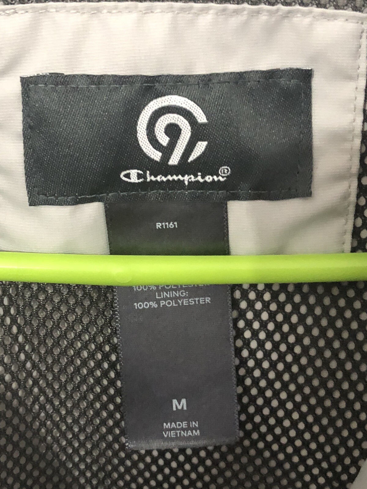 Champion C9 Men’s Medium Gray Hooded Windbreaker Jacket Full Zip Lightweight