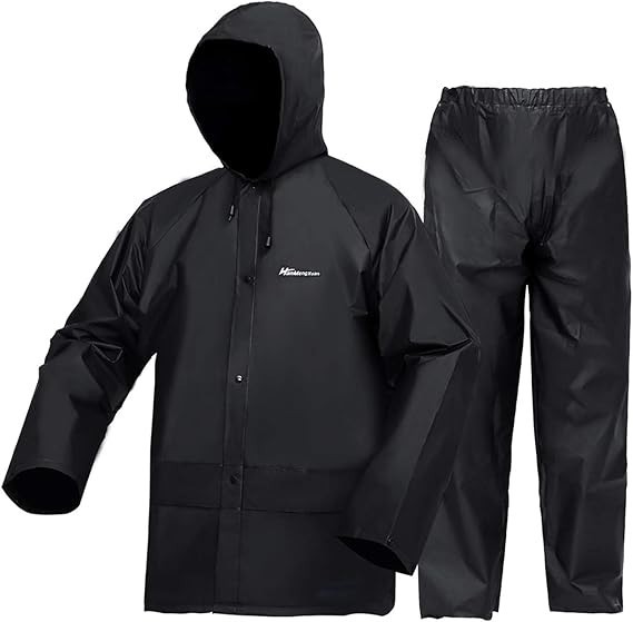 Impermeables Para La Lluvia Hombre Mujer Con Capucha Negro Impermeable NUEVO US