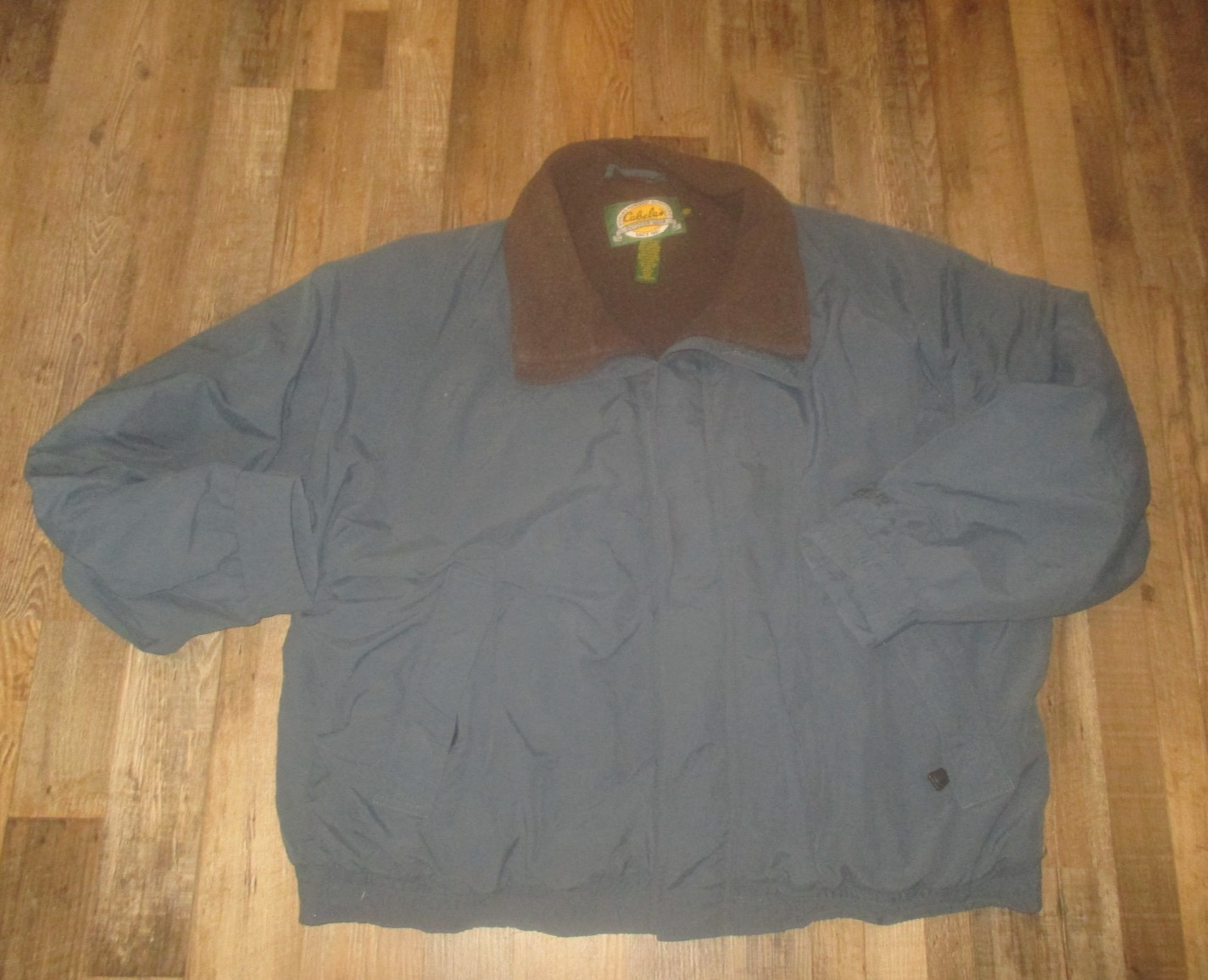 CABELA’S mens SZ 3XL blue tone FLEECED LINED zip front nylon coat
