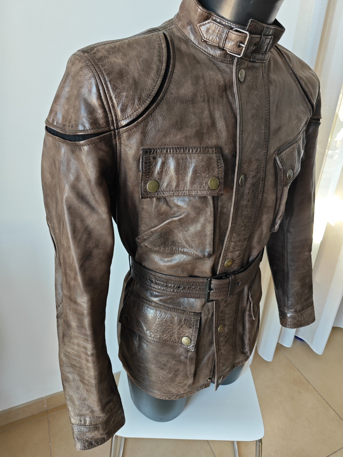 Belstaff Centaur Panther Leather Jacket, Gold Label, Antique BlackBrown, Size M