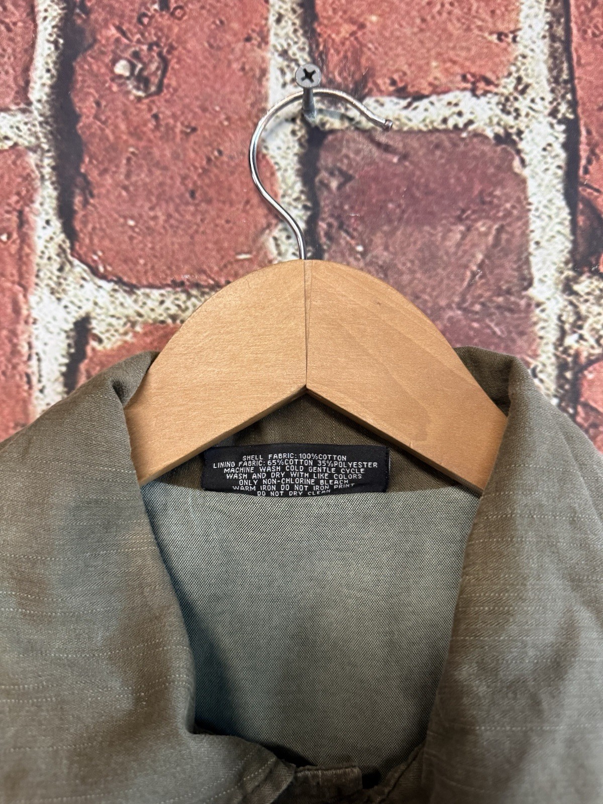 Mighty Healthy Olive Green Cotton Mens Jacket S Snap-Button Front Drawstring