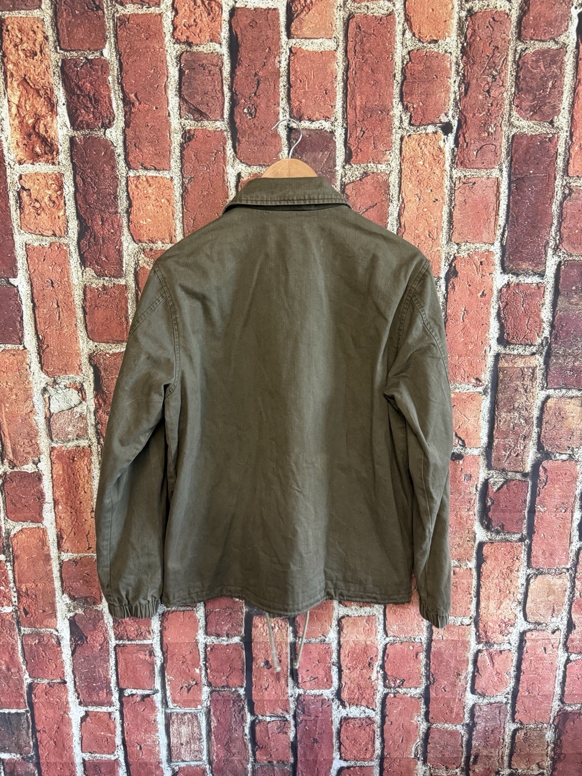 Mighty Healthy Olive Green Cotton Mens Jacket S Snap-Button Front Drawstring