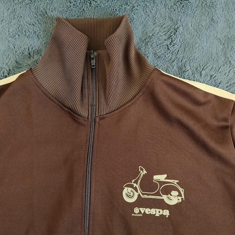 Vespa Piaggio Scooter Hoodie Hooded Sweat Jacket With Zip Brown Size M