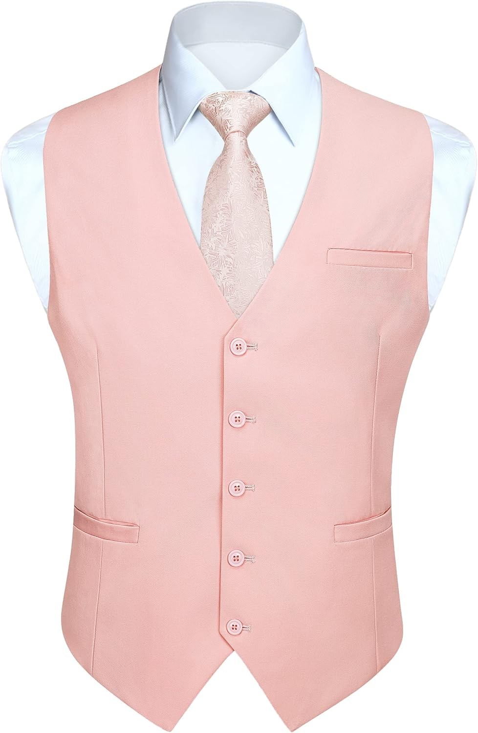HISDERN Men Suit Vest Business Formal Dress Waistcoat Vest with 3 Pockets