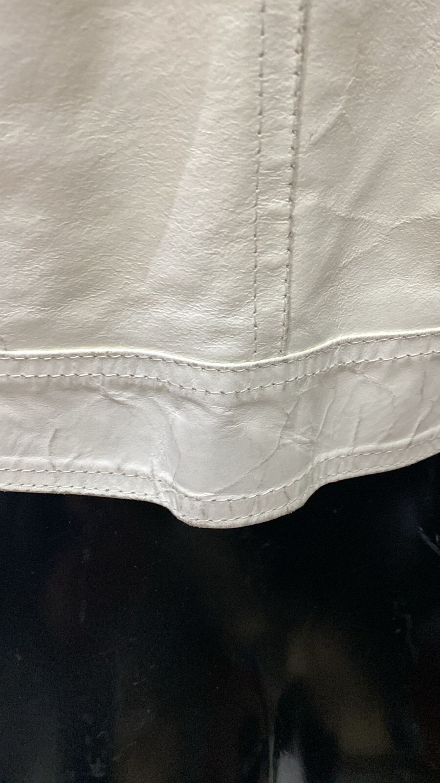 YES LONDON LEATHER JACKET used women woman size 44 WHITE XYE183L