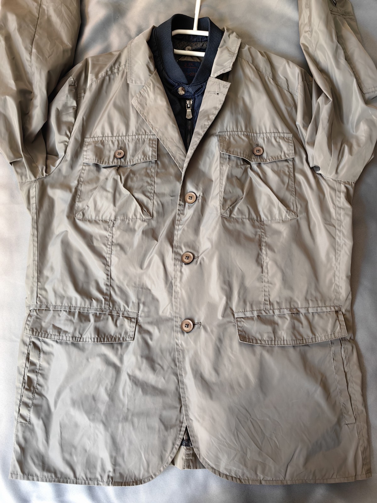 Yes-Zee Men Jacket/Coat size 2XL Fit US L-XL Gray Polyester Urban Chic