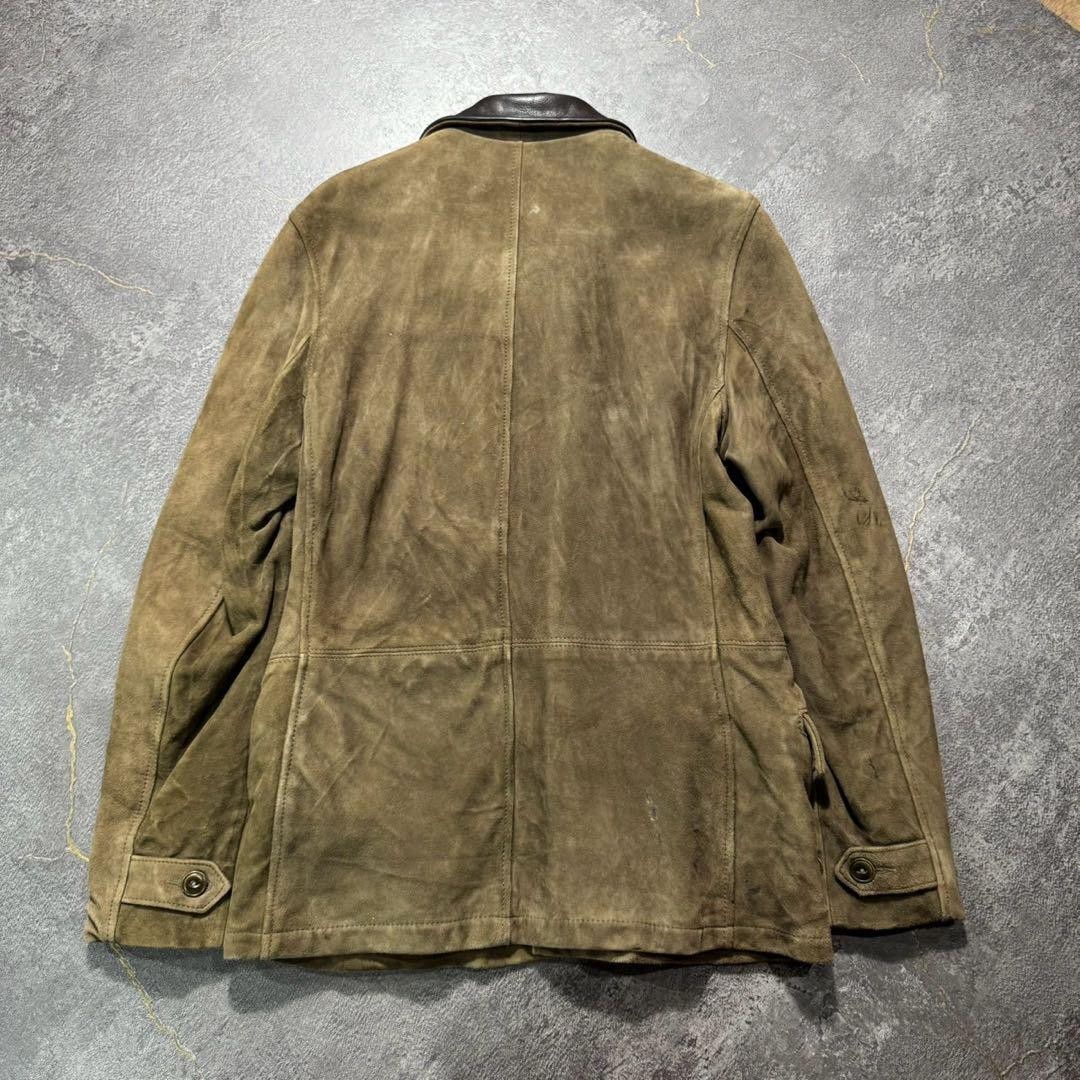 Schott Suede goat Leather Field Jacket Blouson Coat Men M Olive Brown Genuine