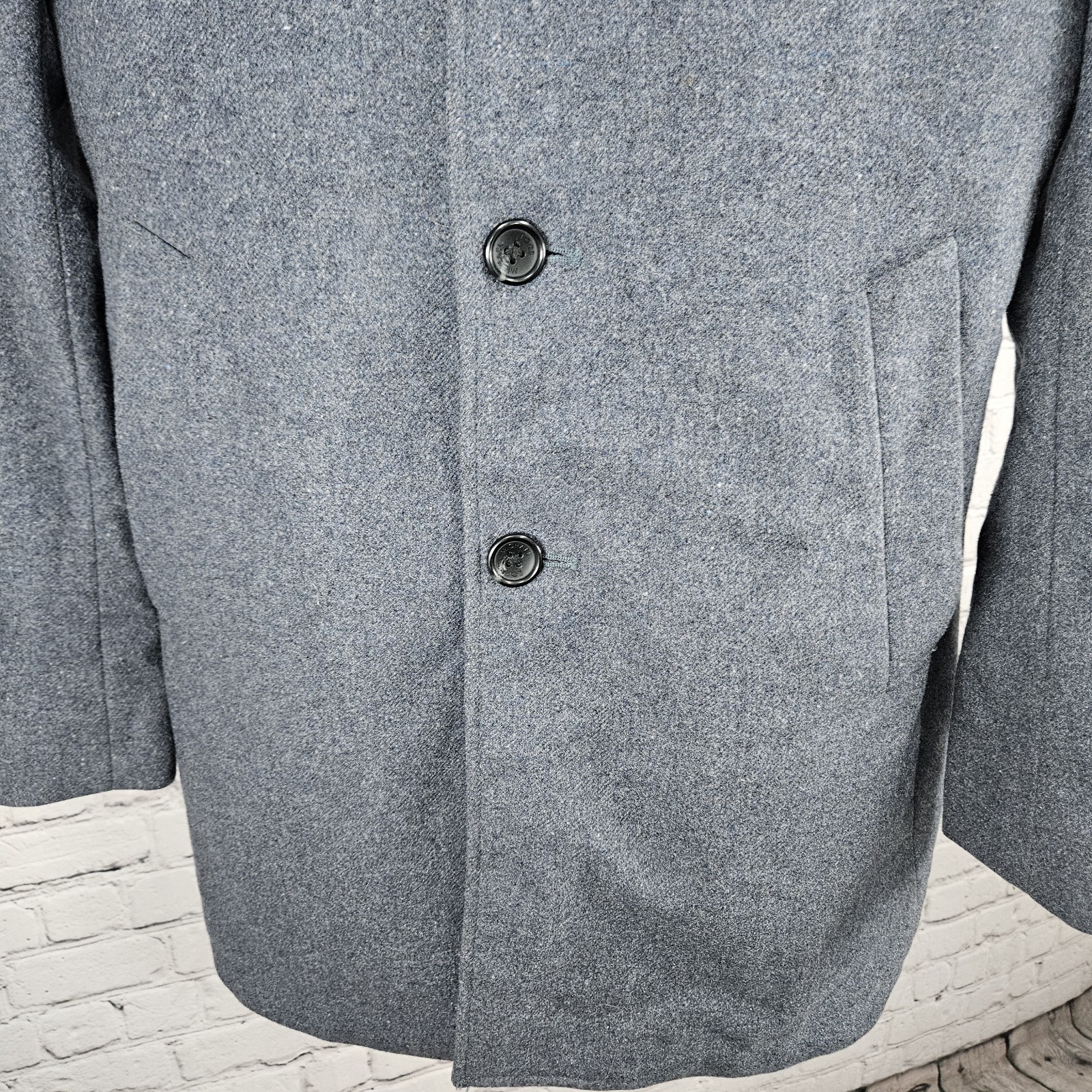 Michael Kors Grey Wool Blend Buttoned Notch Lapel Inner Pockets Over Coat 40R