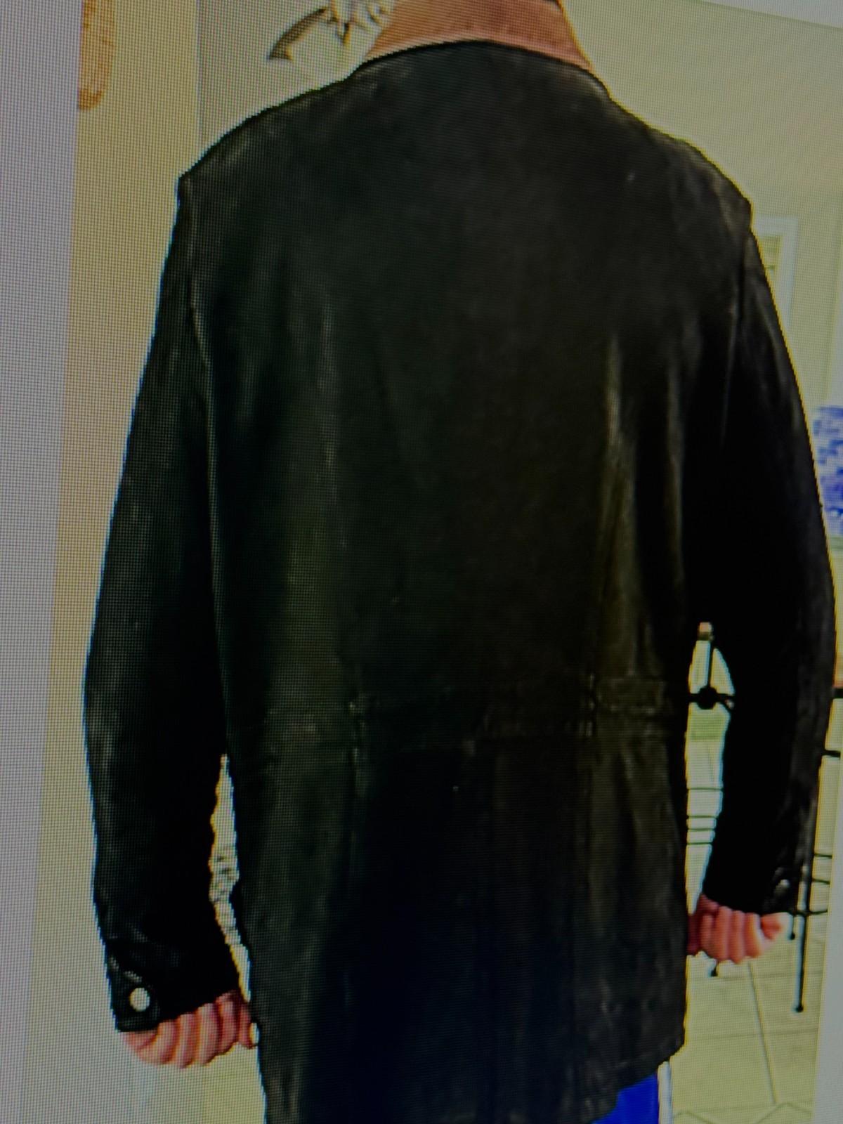 REMY USA Leather Jacket XL Black Suede Field Coat Car Coat Drawstring Nice Jacke