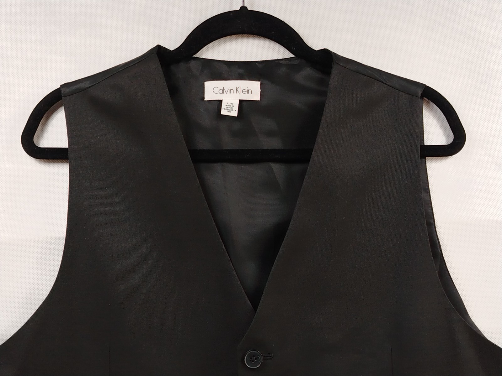 Calvin Klein Mens Core Four-Button Vest Large Black viscose blend llined Mint